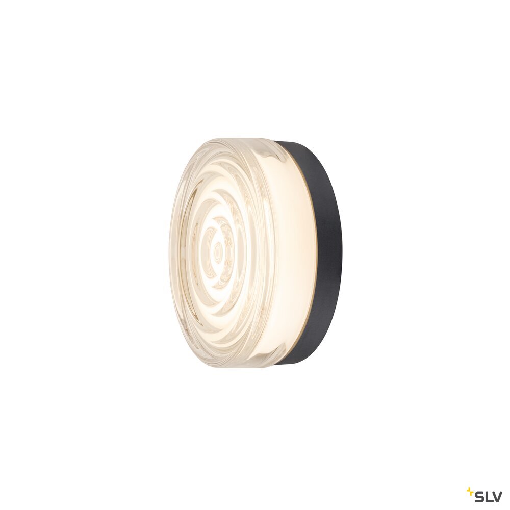 SLV CYFT WAVE XL, wall- and ceiling-mounted light, 2700/3000/4000K, 15W, PHASE, 105°, IP65 black / transparent 1010211