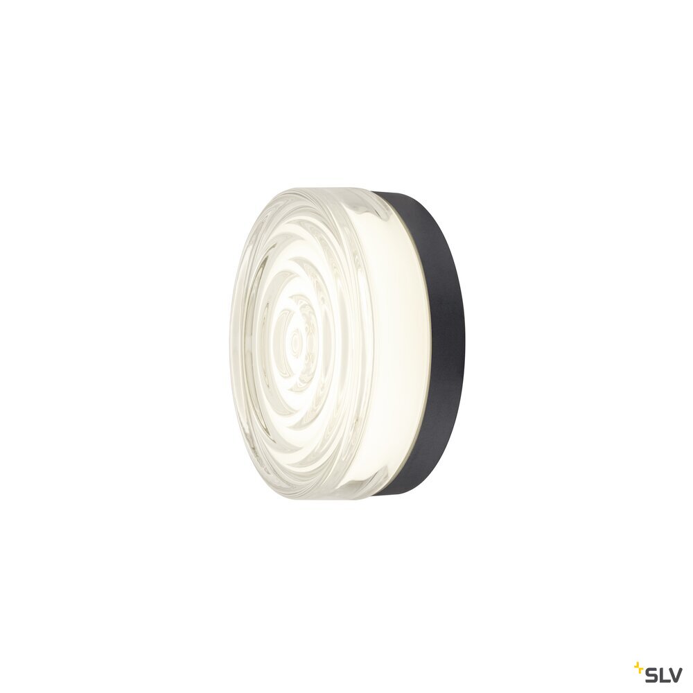 SLV CYFT WAVE XL, wall- and ceiling-mounted light, 2700/3000/4000K, 15W, PHASE, 105°, IP65 black / transparent 1010211