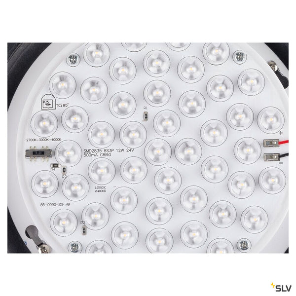 SLV CYFT WAVE XL, wall- and ceiling-mounted light, 2700/3000/4000K, 15W, PHASE, 105°, IP65 black / transparent 1010211