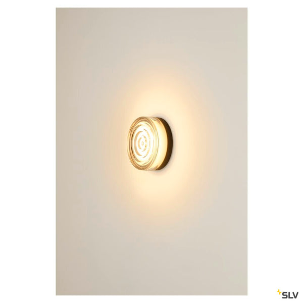 SLV CYFT WAVE XL, wall- and ceiling-mounted light, 2700/3000/4000K, 15W, PHASE, 105°, IP65 black / transparent 1010211