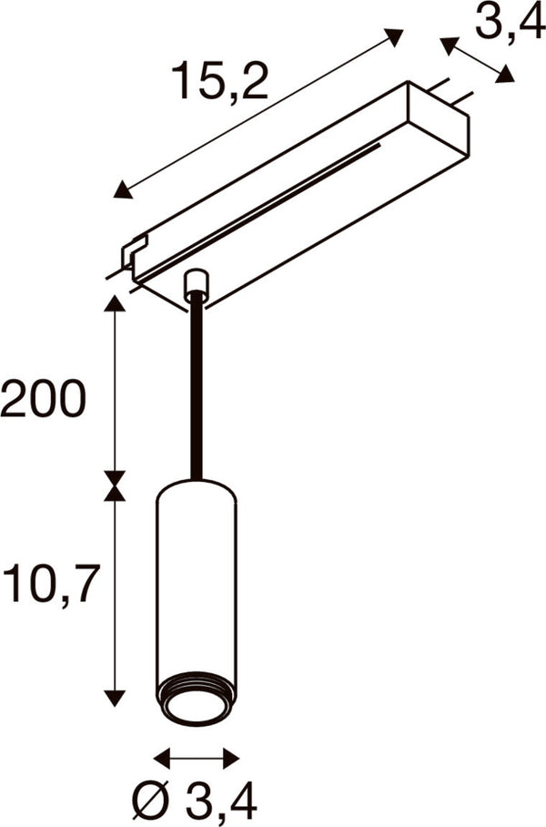 SLV LALU®, 1~pendant light, LPHASE, ED base, Mix&Match, pendant length 200 cm, 2700/3000K, 40°, black 1010288