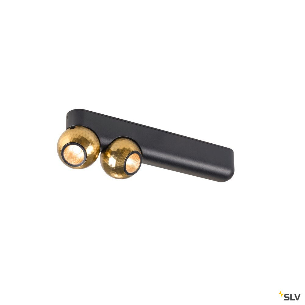 SLV DYSKO, Wall and ceiling-mounted light, double, PHASE, 2700K, 13W, 36°, black / gold 1010306