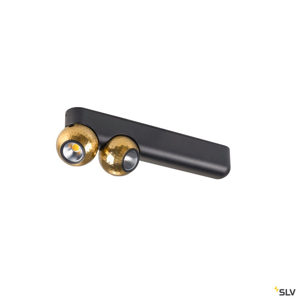 SLV DYSKO, Wall and ceiling-mounted light, double, PHASE, 2700K, 13W, 36°, black / gold 1010306