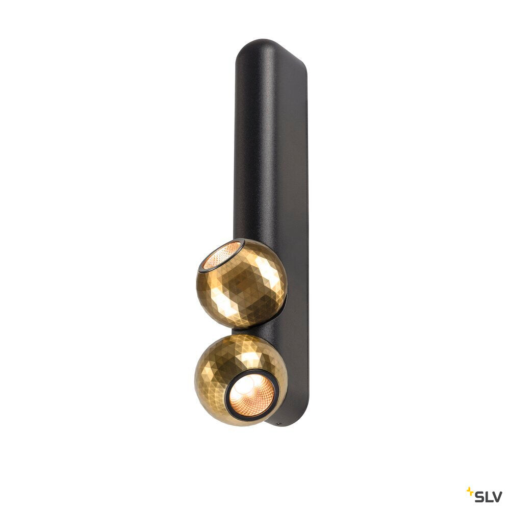 SLV DYSKO, Wall and ceiling-mounted light, double, PHASE, 2700K, 13W, 36°, black / gold 1010306