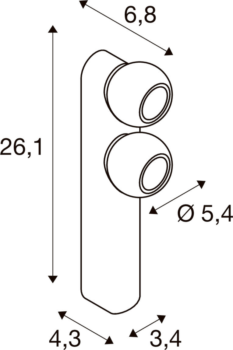 SLV DYSKO, Wall and ceiling-mounted light, double, PHASE, 2700K, 13W, 36°, black / gold 1010306