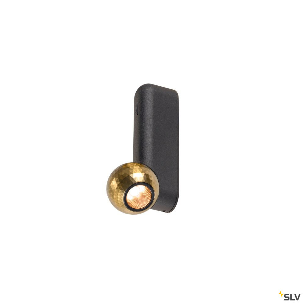 SLV DYSKO, Wall and ceiling-mounted light, switch, single, PHASE, 2700K, 6.7W, 36°, black / gold 1010312