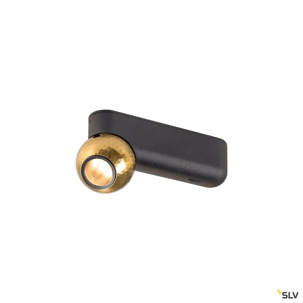 SLV DYSKO, Wall and ceiling-mounted light, switch, single, PHASE, 2700K, 6.7W, 36°, black / gold 1010312