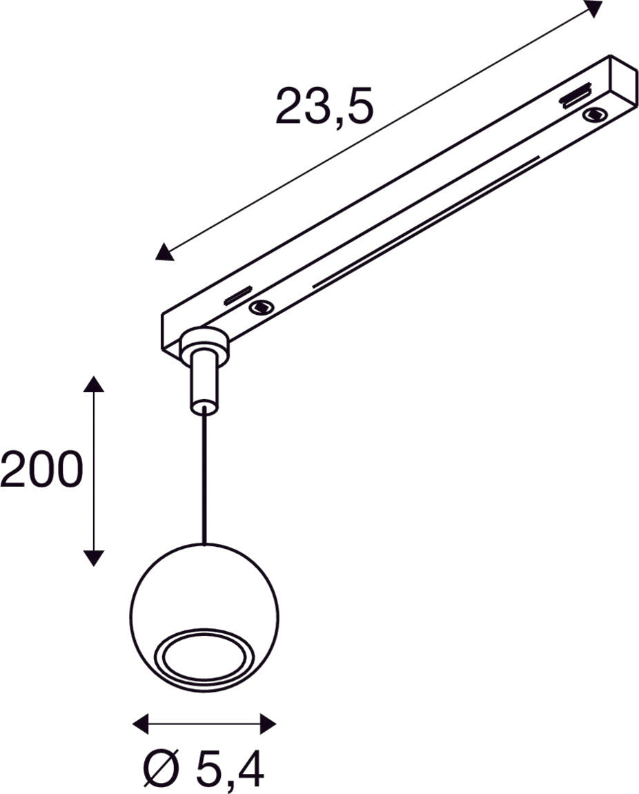 SLV DYSKO, 1~ Pendant light, PHASE, pendant length 200 cm, 2700K, 36°, black / gold 1010324