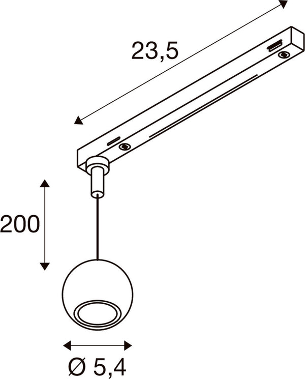 SLV DYSKO, 1~ Pendant light, PHASE, pendant length 200 cm, 2700K, 36°, black / gold 1010324