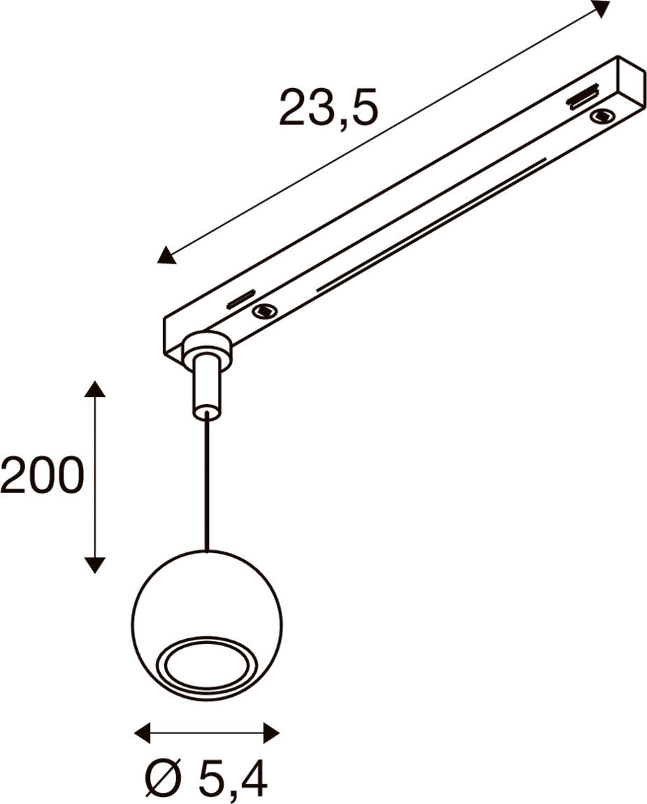 SLV DYSKO, 1~ Pendant light, PHASE, pendant length 200 cm, 2700K, 36°, white / black 1010325