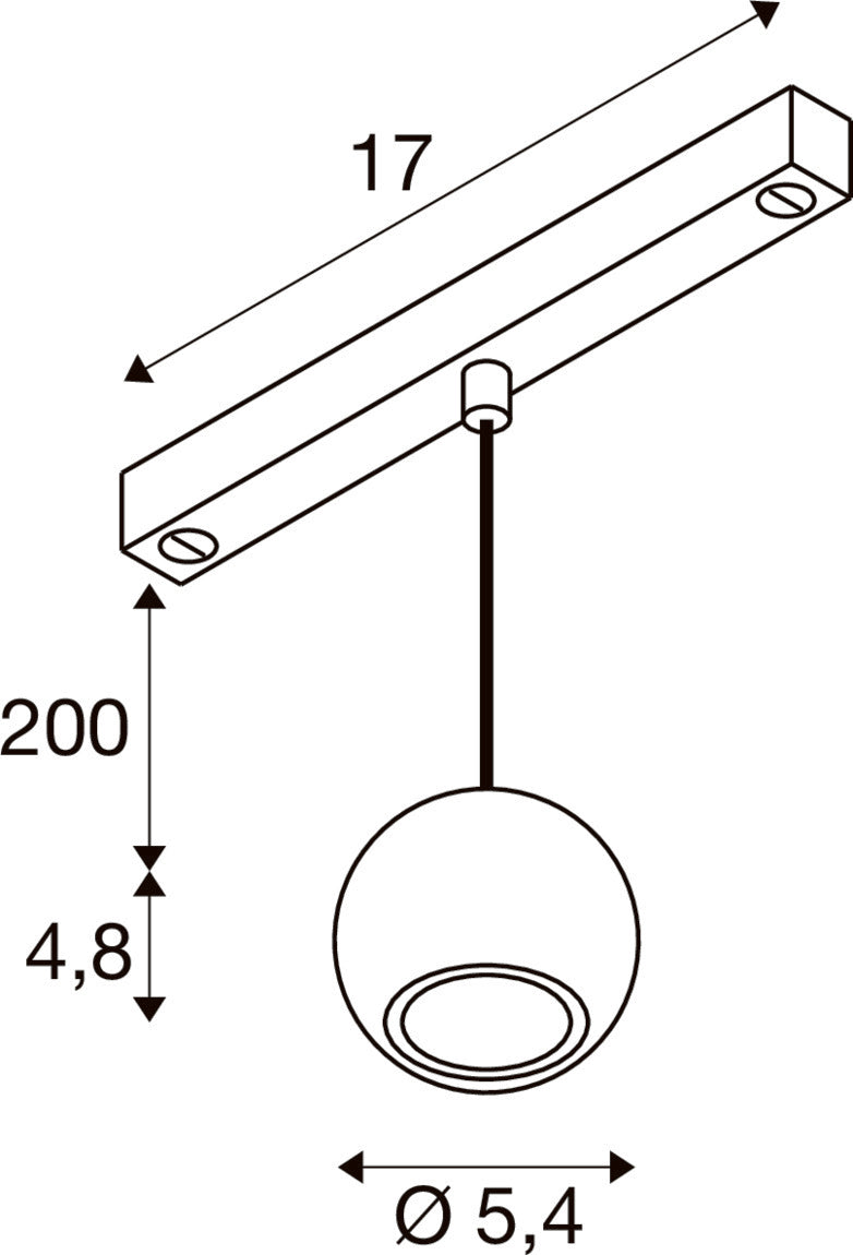 SLV DYSKO, 48V Pendant light, DALI, pendant length 200 cm, 2700K, 36°, DALI, white / black 1010337