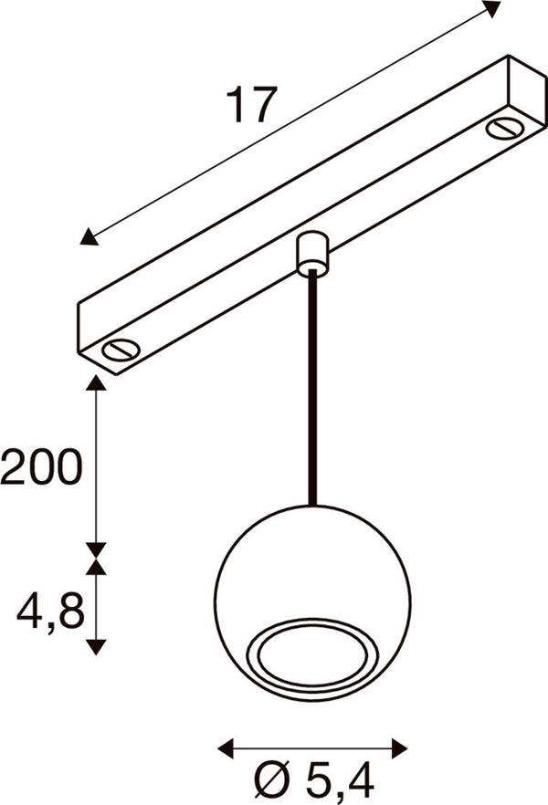 SLV DYSKO, 48V Pendant light, DALI, pendant length 200 cm, 2700K, 36°, DALI, white / black 1010337