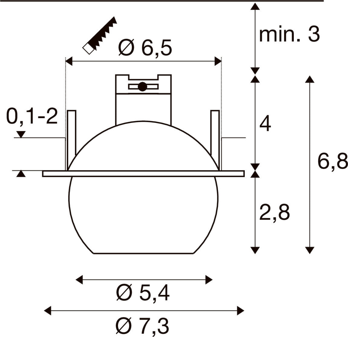 SLV DYSKO, Recessed ceiling light, round, PHASE, 2700K, 6.4W, 36°, black / gold 1010353
