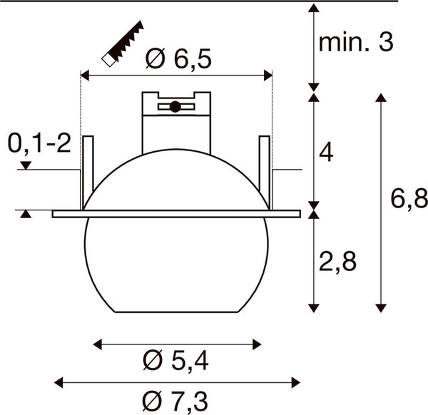 SLV DYSKO, Recessed ceiling light, round, PHASE, 2700K, 6.4W, 36°, white / black 1010354