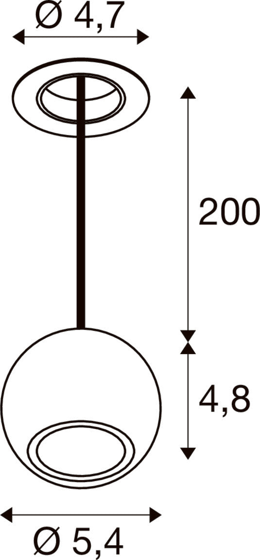 SLV DYSKO, Pendant light, PHASE, pendant length 200 cm, 2700K, 36°, white / black 1010360