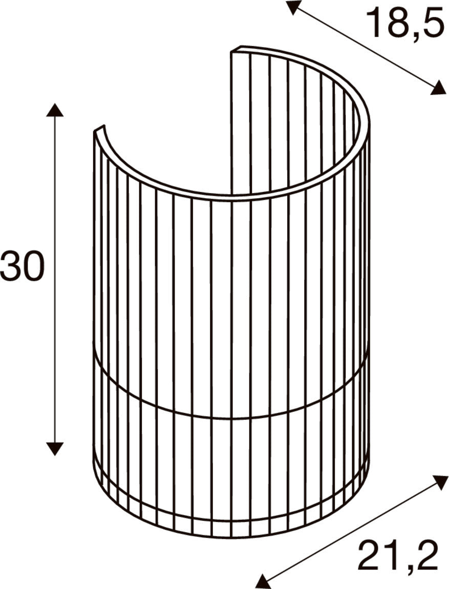 SLV WUD WL, E27, Wall-mounted light, cylindrical, 1 x max. 40W, natural 1010401