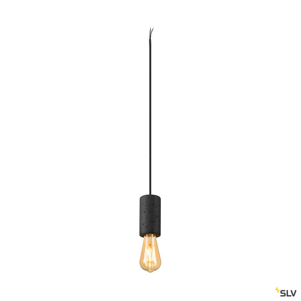 SLV FITU PD, E27, stone, pendant light, pendant length 500 cm, open cable end, 1 x max. 15W, black 1010417