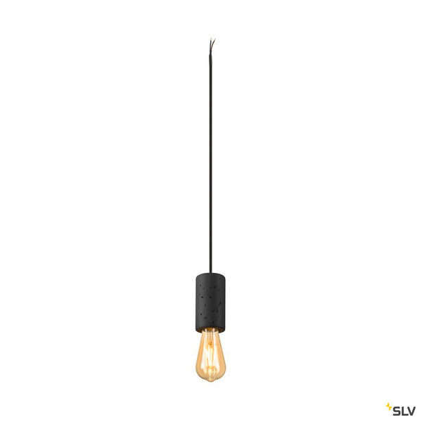 SLV FITU PD, E27, stone, pendant light, pendant length 500 cm, open cable end, 1 x max. 15W, black 1010417