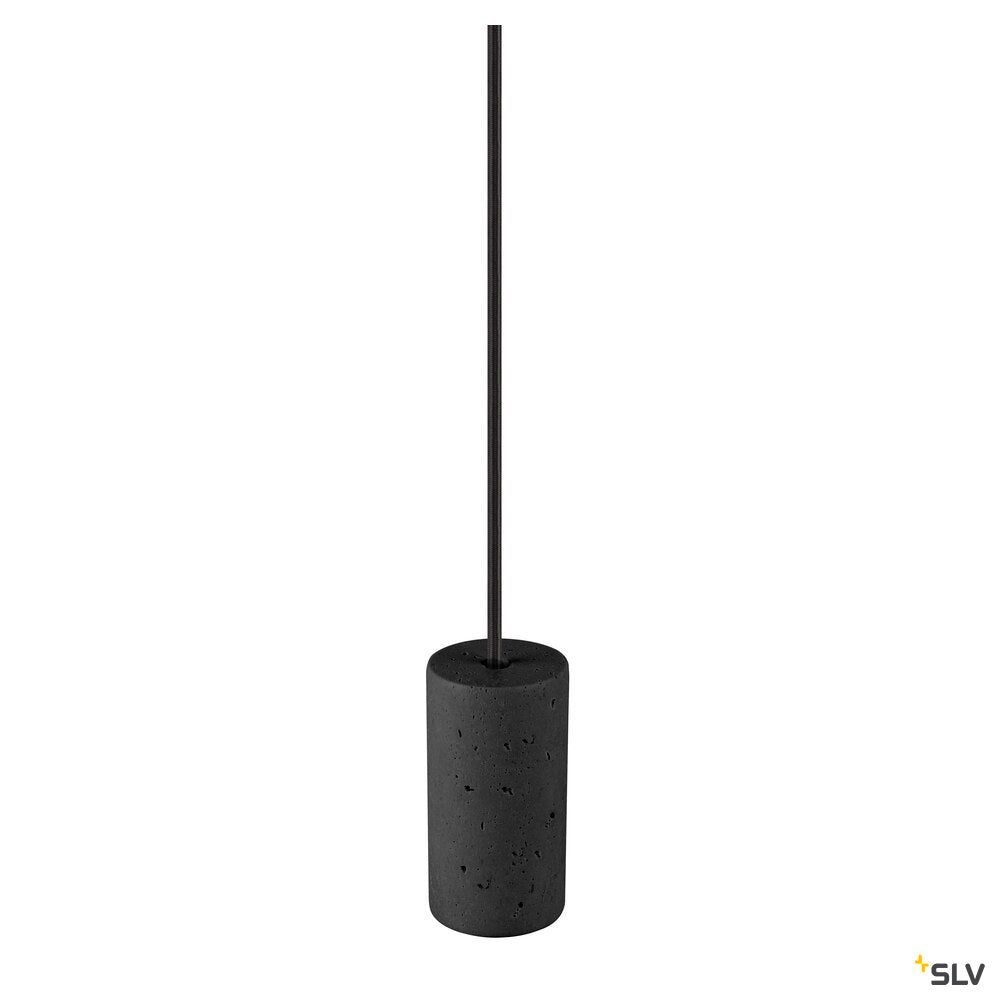 SLV FITU PD, E27, stone, pendant light, pendant length 500 cm, open cable end, 1 x max. 15W, black 1010417