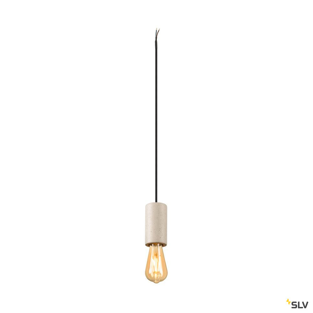 SLV FITU PD, E27, stone, pendant light, pendant length 500 cm, open cable end, 1 x max. 15W, beige 1010418