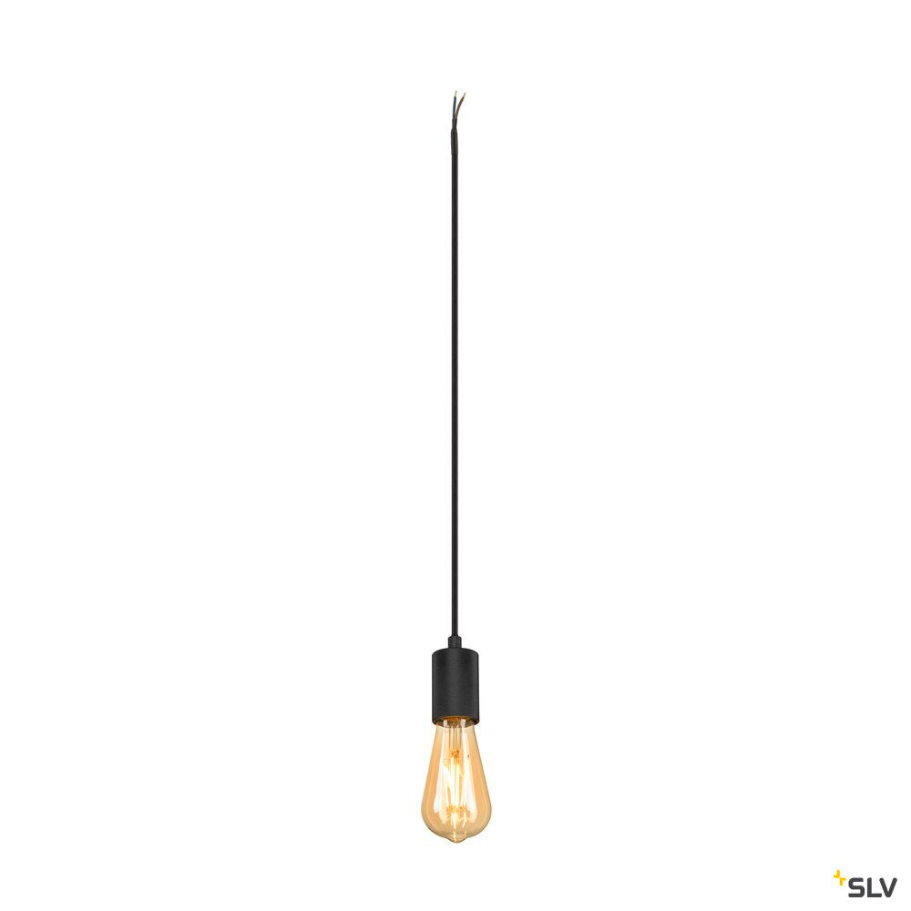 SLV FITU PD, E27, ribbed, pendant light, pendant length 500 cm, open cable end, 1 x max. 15W, black 1010420