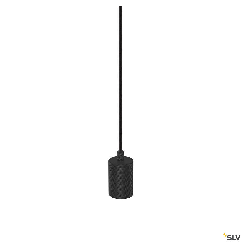 SLV FITU PD, E27, ribbed, pendant light, pendant length 500 cm, open cable end, 1 x max. 15W, black 1010420