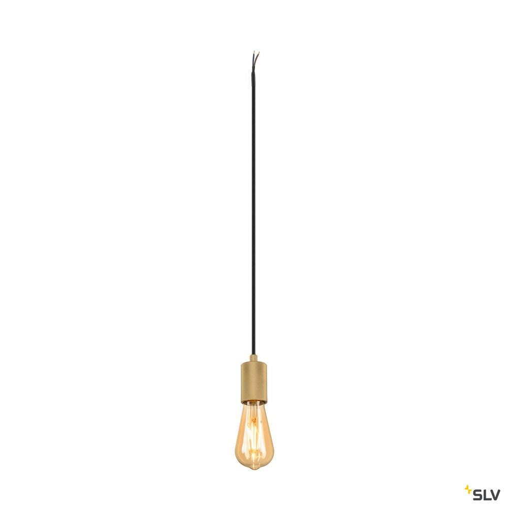 SLV FITU PD, E27, ribbed, pendant light, pendant length 500 cm, open cable end, 1 x max. 15W, gold 1010421