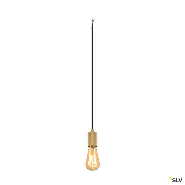 SLV FITU PD, E27, ribbed, pendant light, pendant length 500 cm, open cable end, 1 x max. 15W, gold 1010421