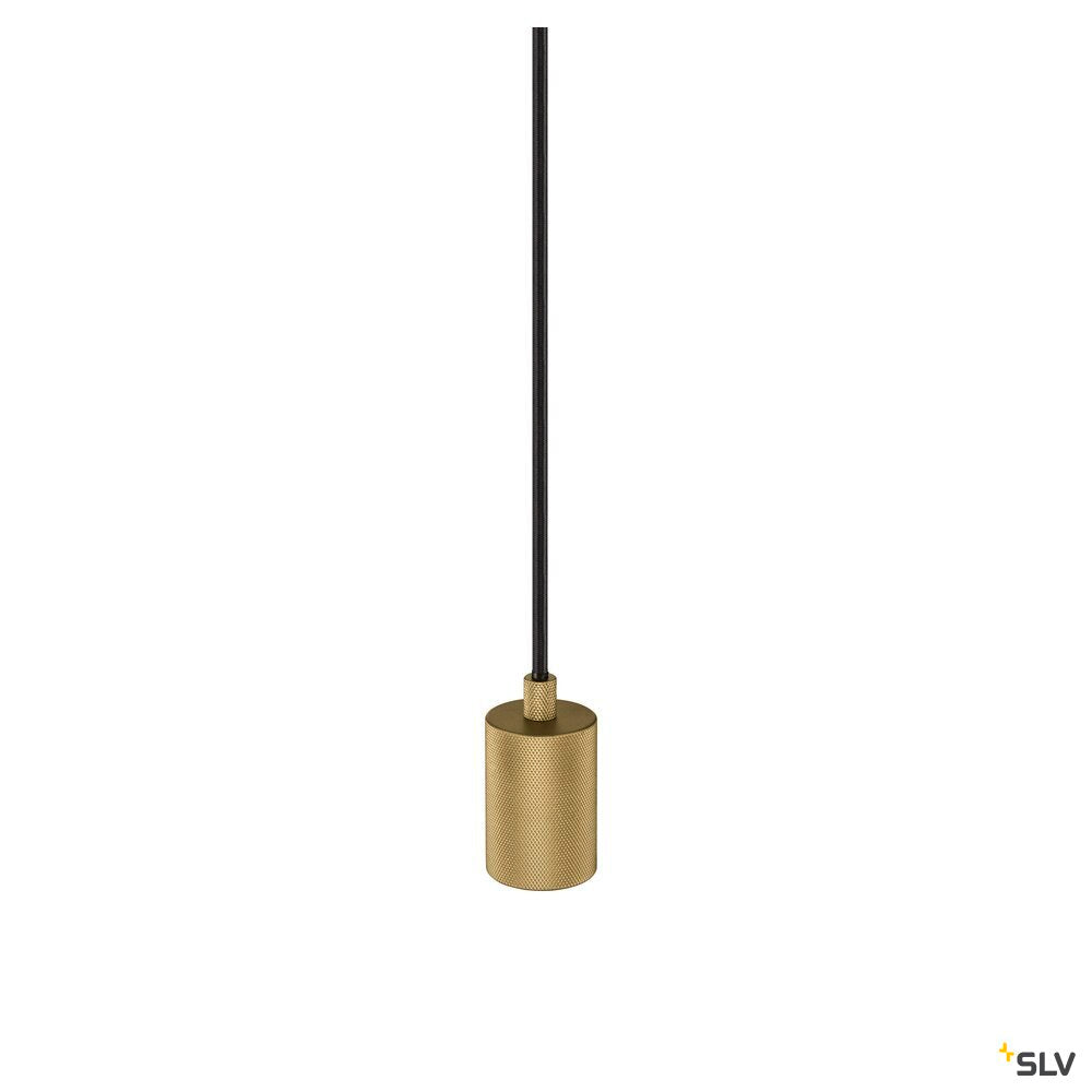 SLV FITU PD, E27, ribbed, pendant light, pendant length 500 cm, open cable end, 1 x max. 15W, gold 1010421