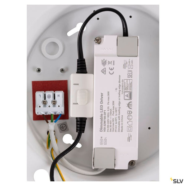 SLV PANEL 60, Ceiling-mounted light, round, PHASE, 3000/4000K, 29W, 90°, white 1010422