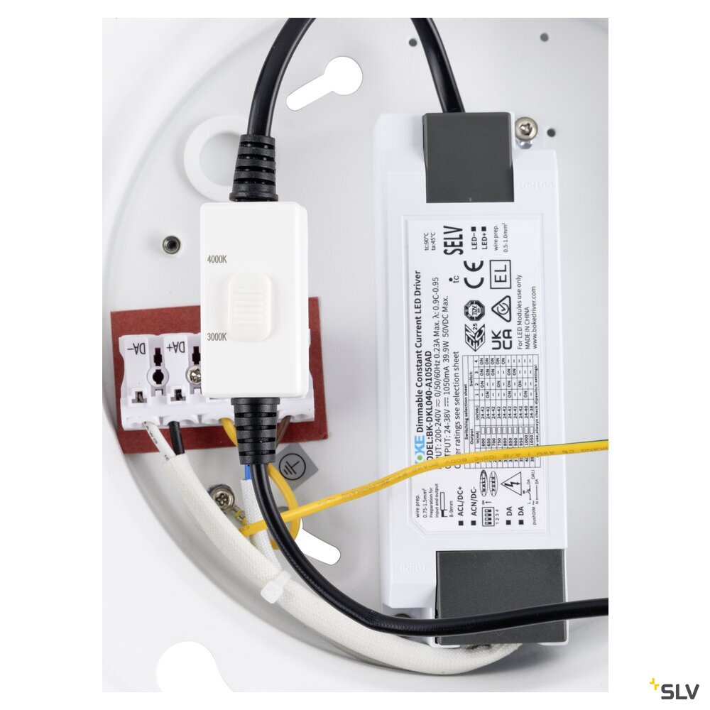 SLV PANEL 60, Ceiling-mounted light, round, DALI, 3000/4000K, 29W, 90°, white 1010424
