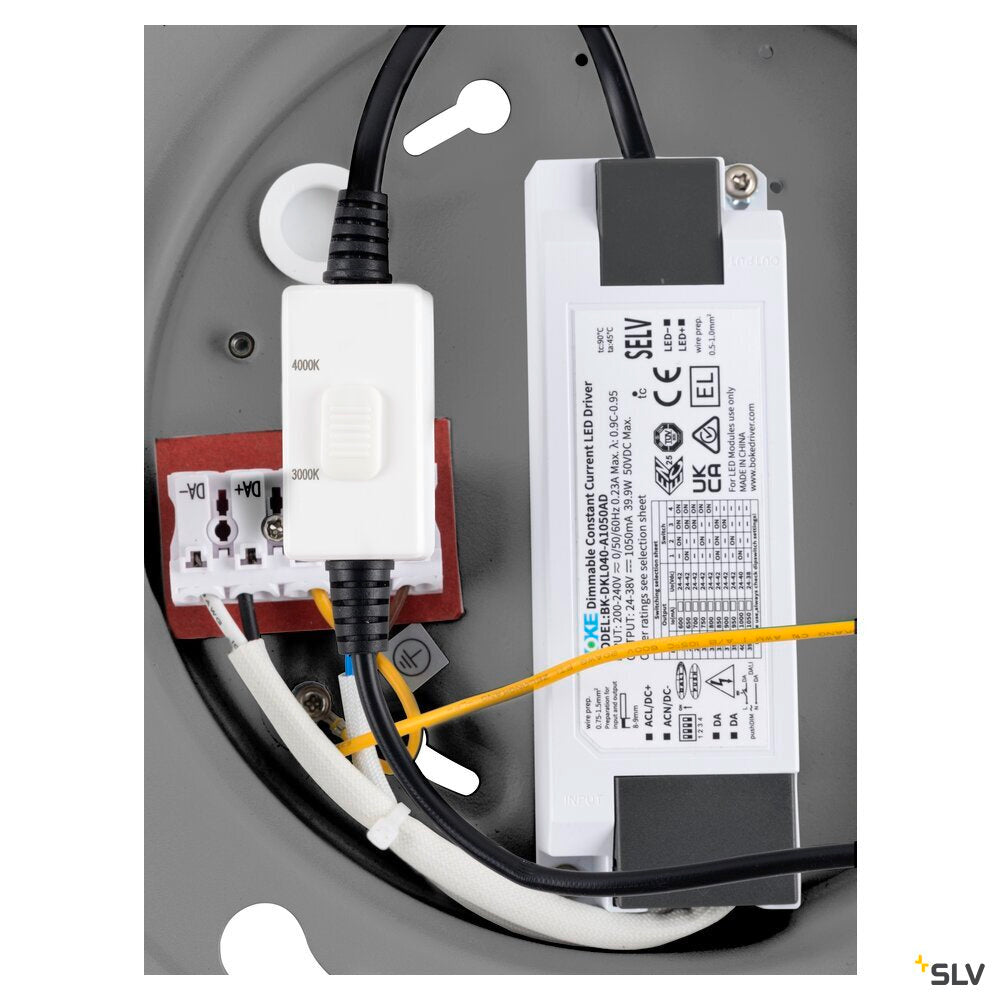 SLV PANEL 60, Ceiling-mounted light, round, DALI, 3000/4000K, 29W, 90°, grey 1010425