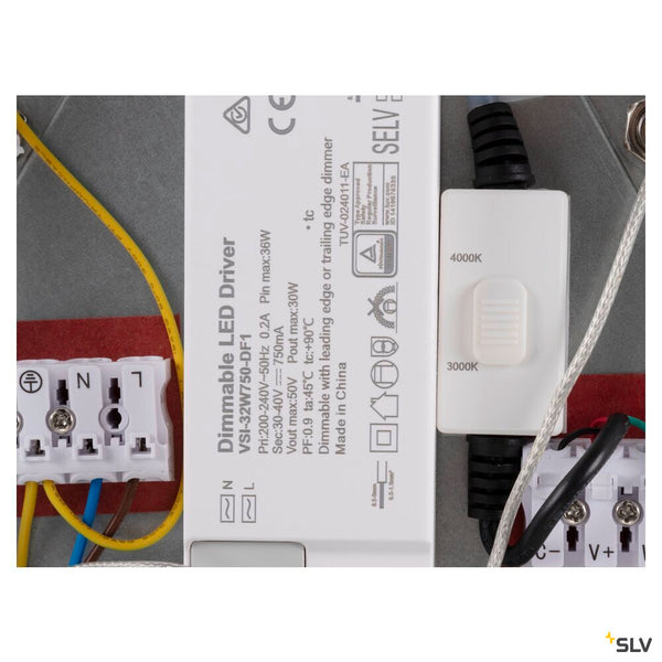 SLV PANEL 60, pendant light, round, PHASE, pendant length 200 cm, 3000/4000K, 90°, white 1010426
