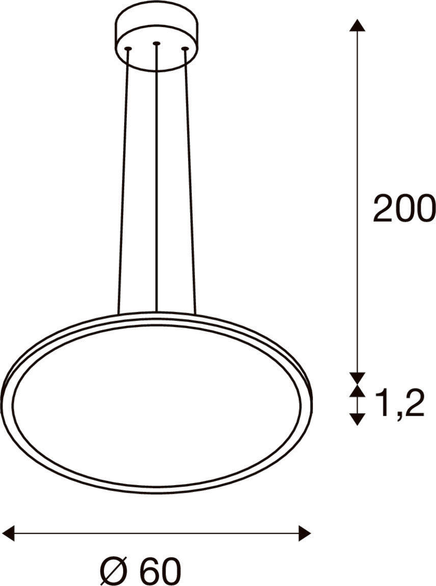 SLV PANEL 60, pendant light, round, PHASE, pendant length 200 cm, 3000/4000K, 90°, white 1010426