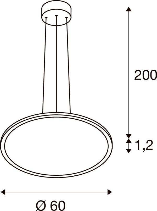 SLV PANEL 60, pendant light, round, PHASE, pendant length 200 cm, 3000/4000K, 90°, grey 1010427