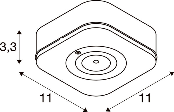 SLV P-LIGHT, Ceiling-mounted light, square, 6000K, 1.2W, white 1010508