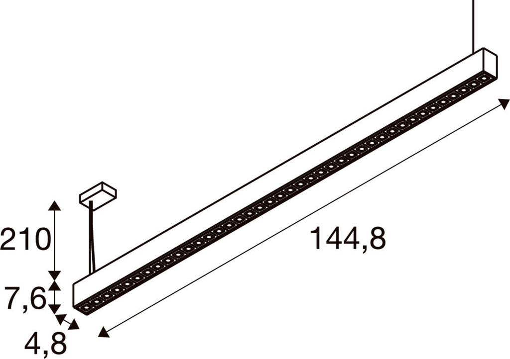 SLV GLENOS® PRO, pendant light, 1.5m, DALI, UGR16, pendant length 210 cm, 3000K, 75°, white / black 1010513