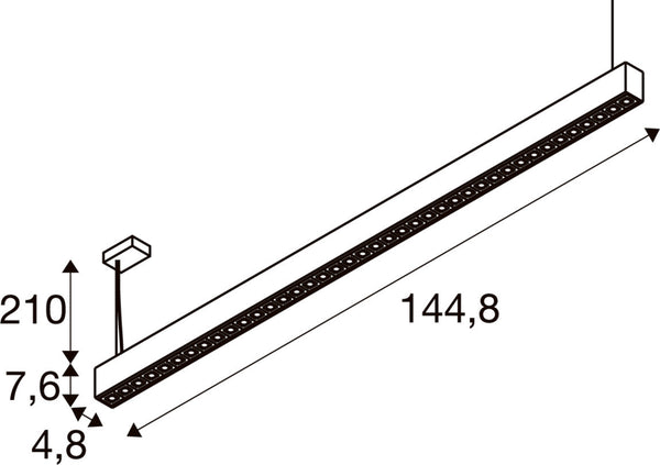 SLV GLENOS® PRO, pendant light, 1.5m, DALI, UGR16, pendant length 210 cm, 3000K, 75°, white / black 1010513