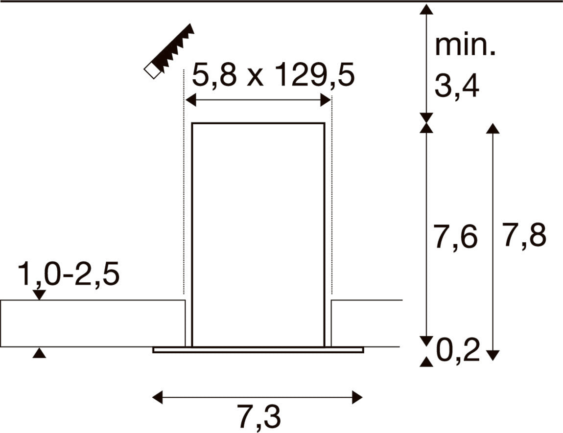 SLV GLENOS® PRO, Recessed ceiling light, 1.2m, DALI, UGR19, 3000K, 75°, IP20, black 1010522