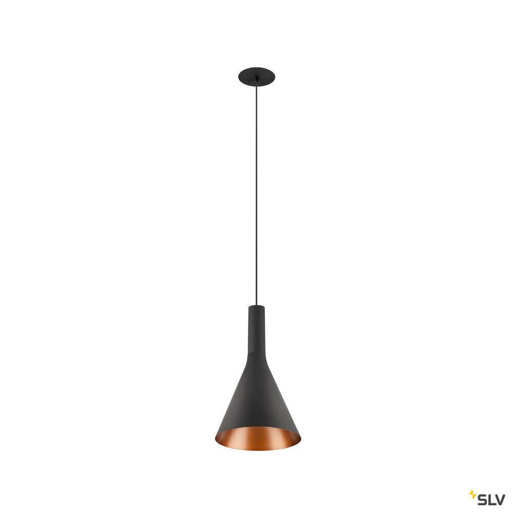 SLV LALU® SET, pendant light, LED base, CONE 15, PHASE, Recessed, pendant length 200 cm, 2700/3000 K, 40°, black 1010793