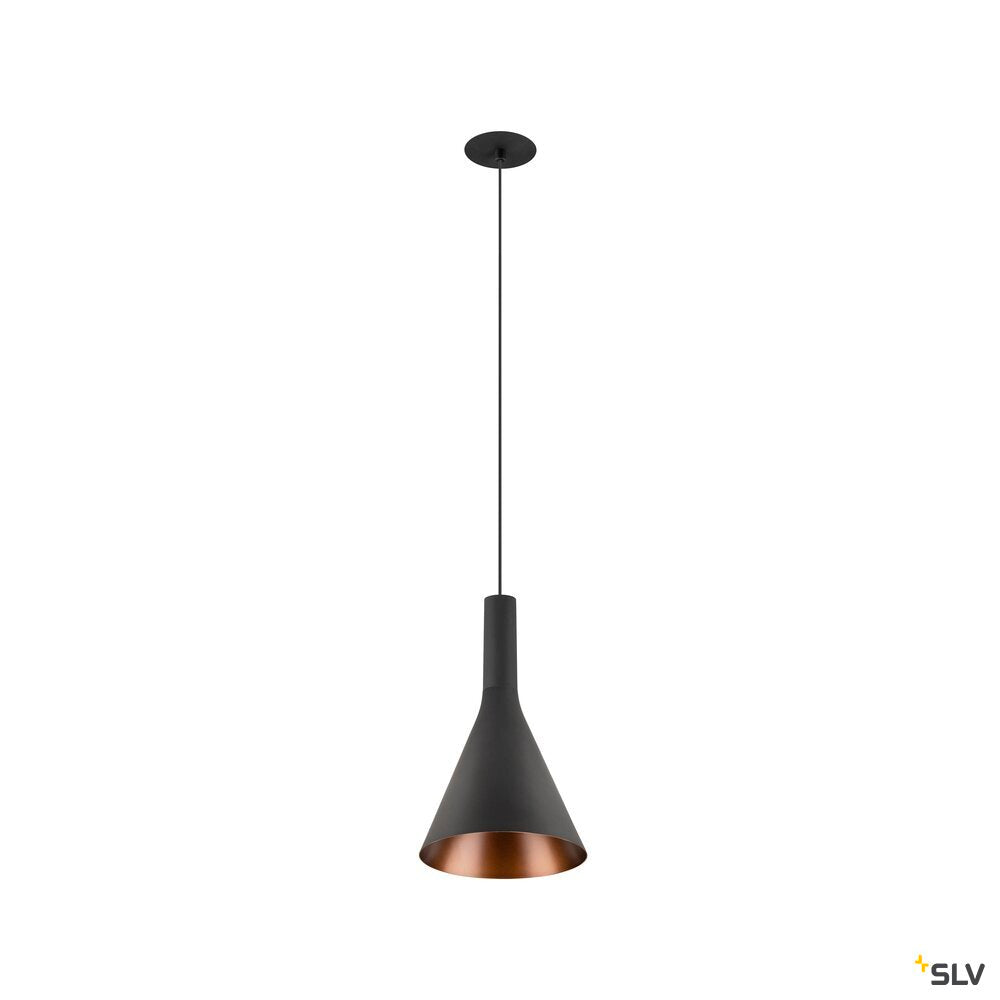SLV LALU® SET, pendant light, LED base, CONE 15, PHASE, Recessed, pendant length 200 cm, 2700/3000 K, 40°, black 1010793