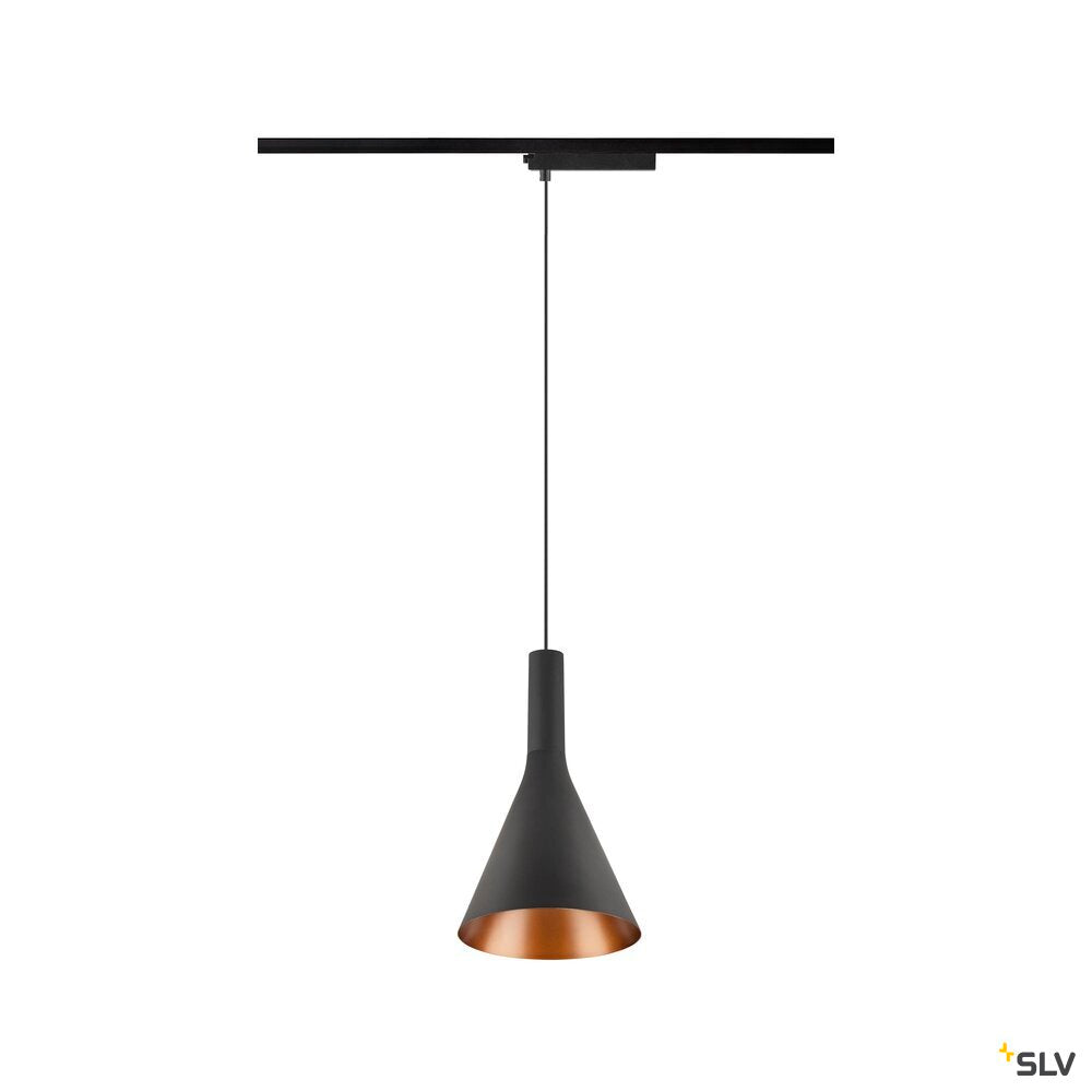 SLV LALU® SET, 1~ pendant light, LED base, CONE 15, PHASE, pendant length 200 cm, 2700/3000K, 40°, black 1010797