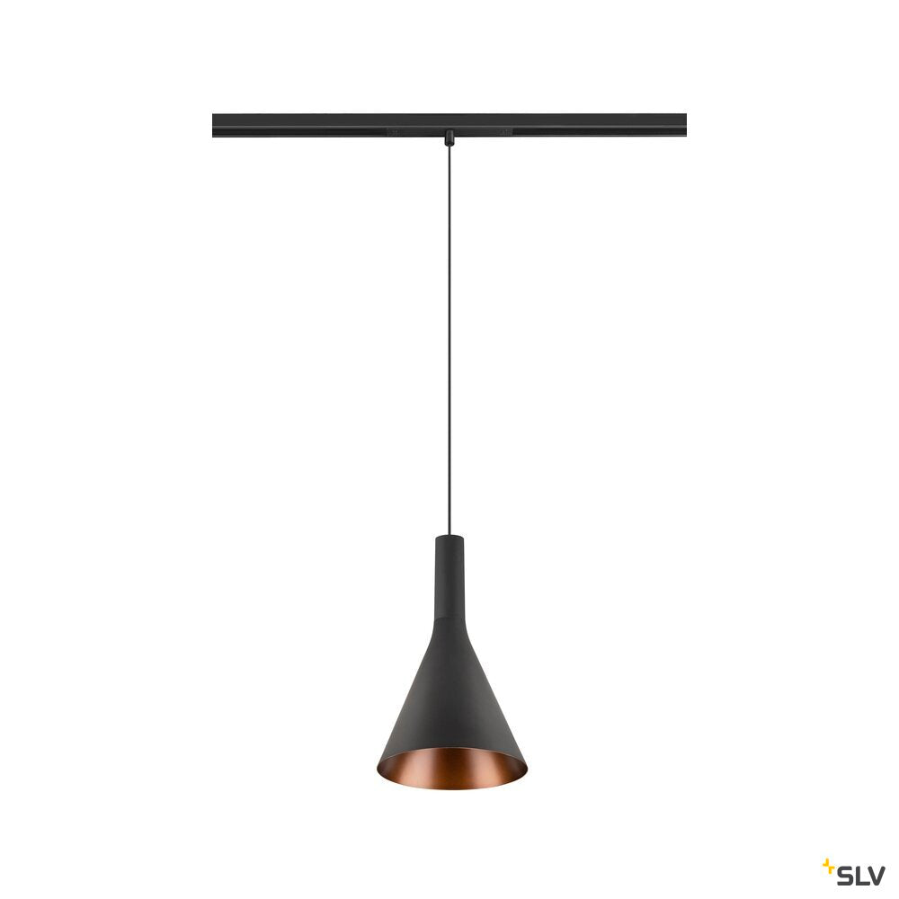 SLV LALU® SET, 48V pendant light, LED base, CONE 15, DALI, pendant length 200 cm, 2700/3000K, 40°, black 1010801