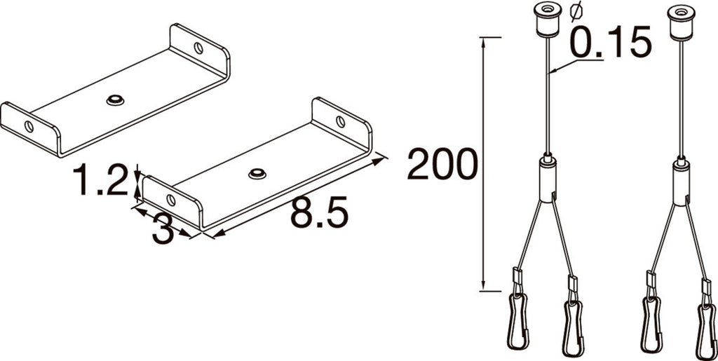 SLV BATTEN FLAT P, Suspension kits with 2m 2pcs 1010932