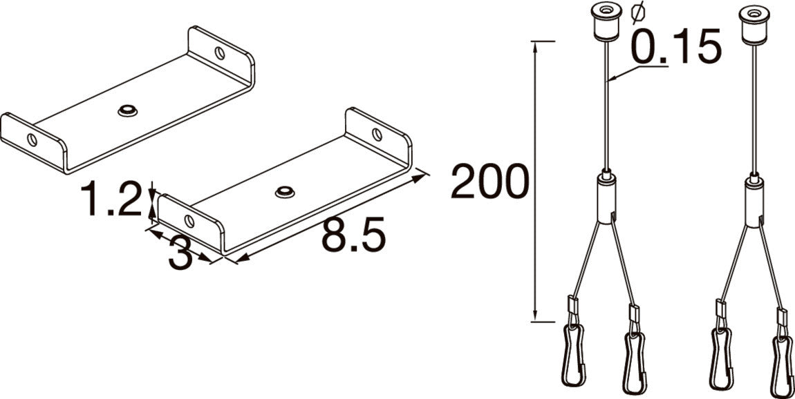 SLV BATTEN FLAT P, Suspension kits with 2m 2pcs 1010932