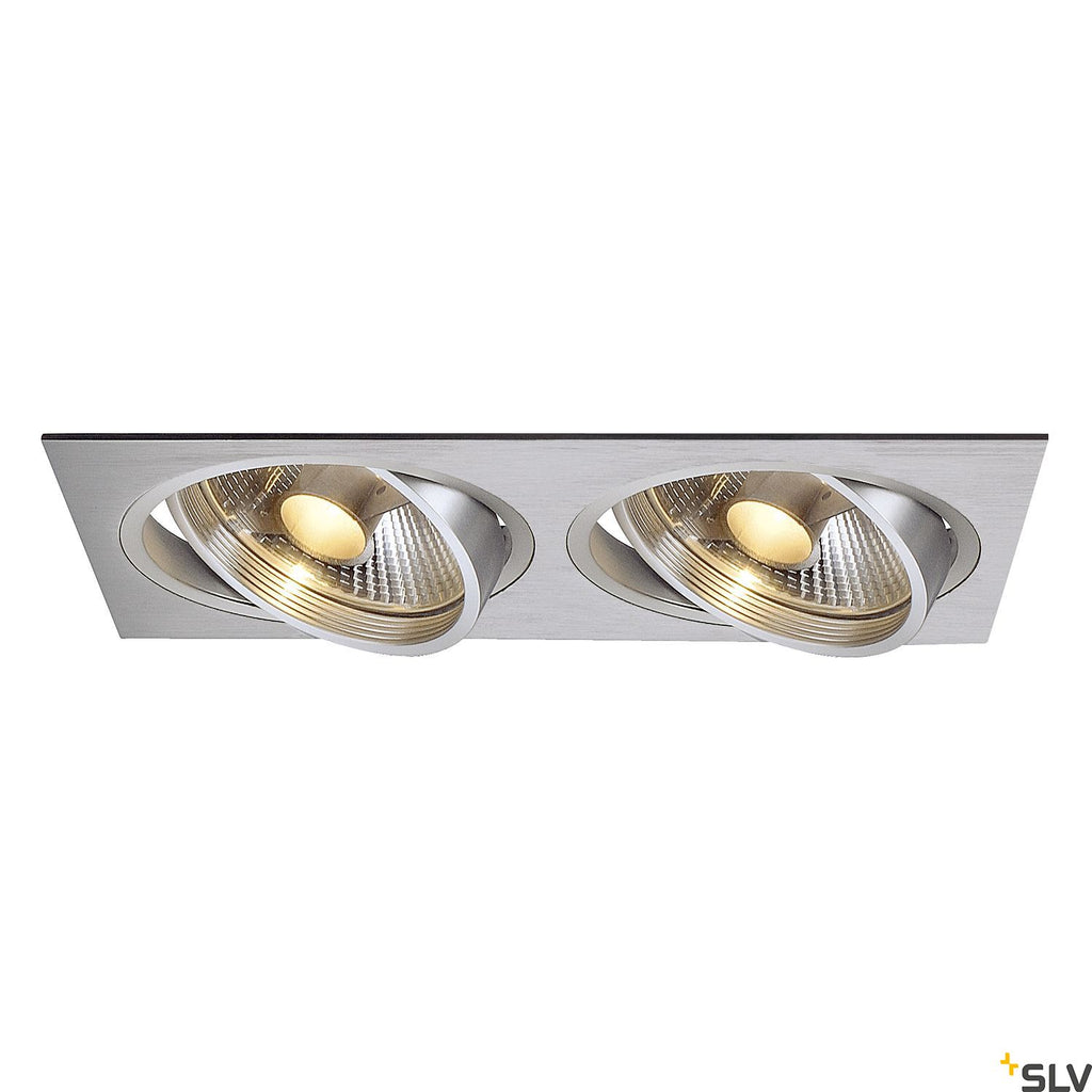 SLV NEW TRIA II ES111 downlight, rectangular, alu brushed, GU10 , max. 2x75W, incl. clip 111382