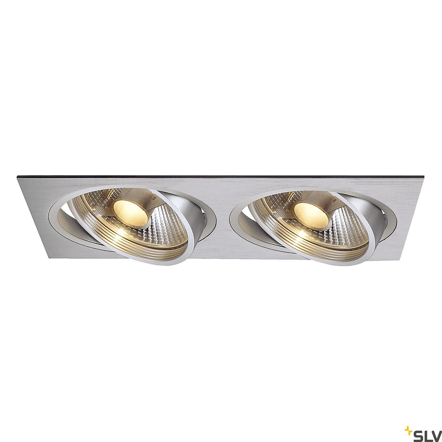 SLV NEW TRIA II ES111 downlight, rectangular, alu brushed, GU10 , max. 2x75W, incl. clip 111382