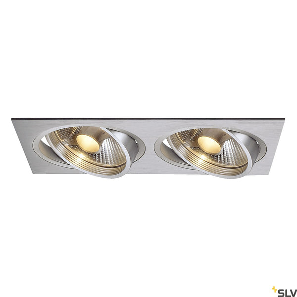 SLV NEW TRIA II ES111 downlight, rectangular, alu brushed, GU10 , max. 2x75W, incl. clip 111382