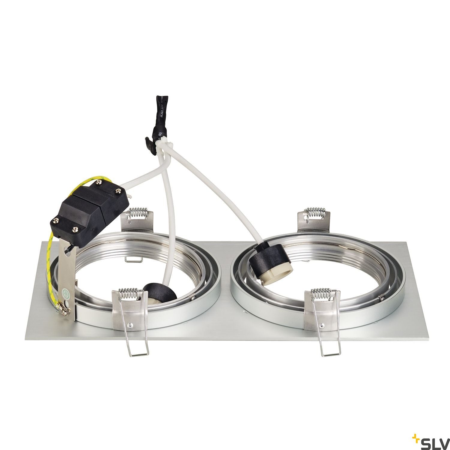 SLV NEW TRIA II ES111 downlight, rectangular, alu brushed, GU10 , max. 2x75W, incl. clip 111382