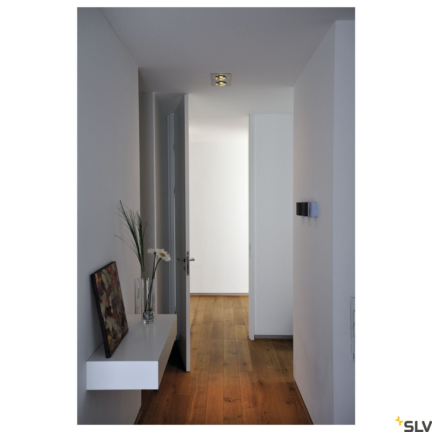 SLV NEW TRIA II ES111 downlight, rectangular, alu brushed, GU10 , max. 2x75W, incl. clip 111382